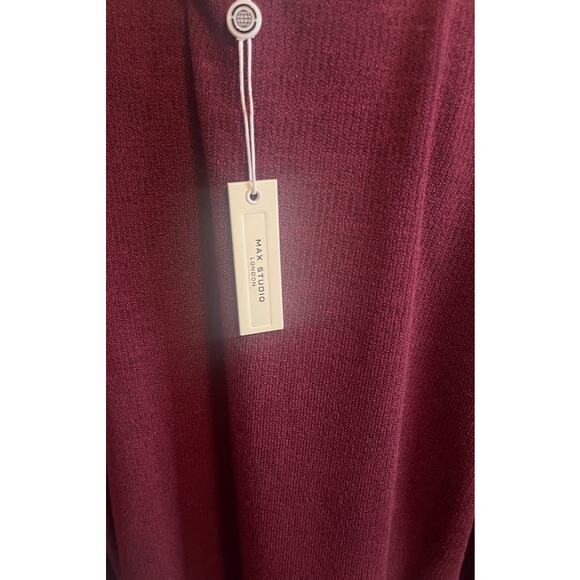 Max Studio Wine Tie Cinched Sleeve Ribbed Top Size 1X NWT - Picture 8 of 10